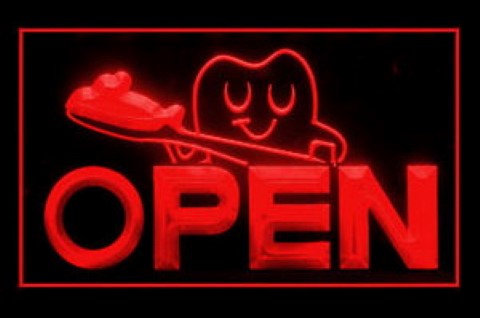 OPEN Dentist Toothbrush LED Neon Sign
